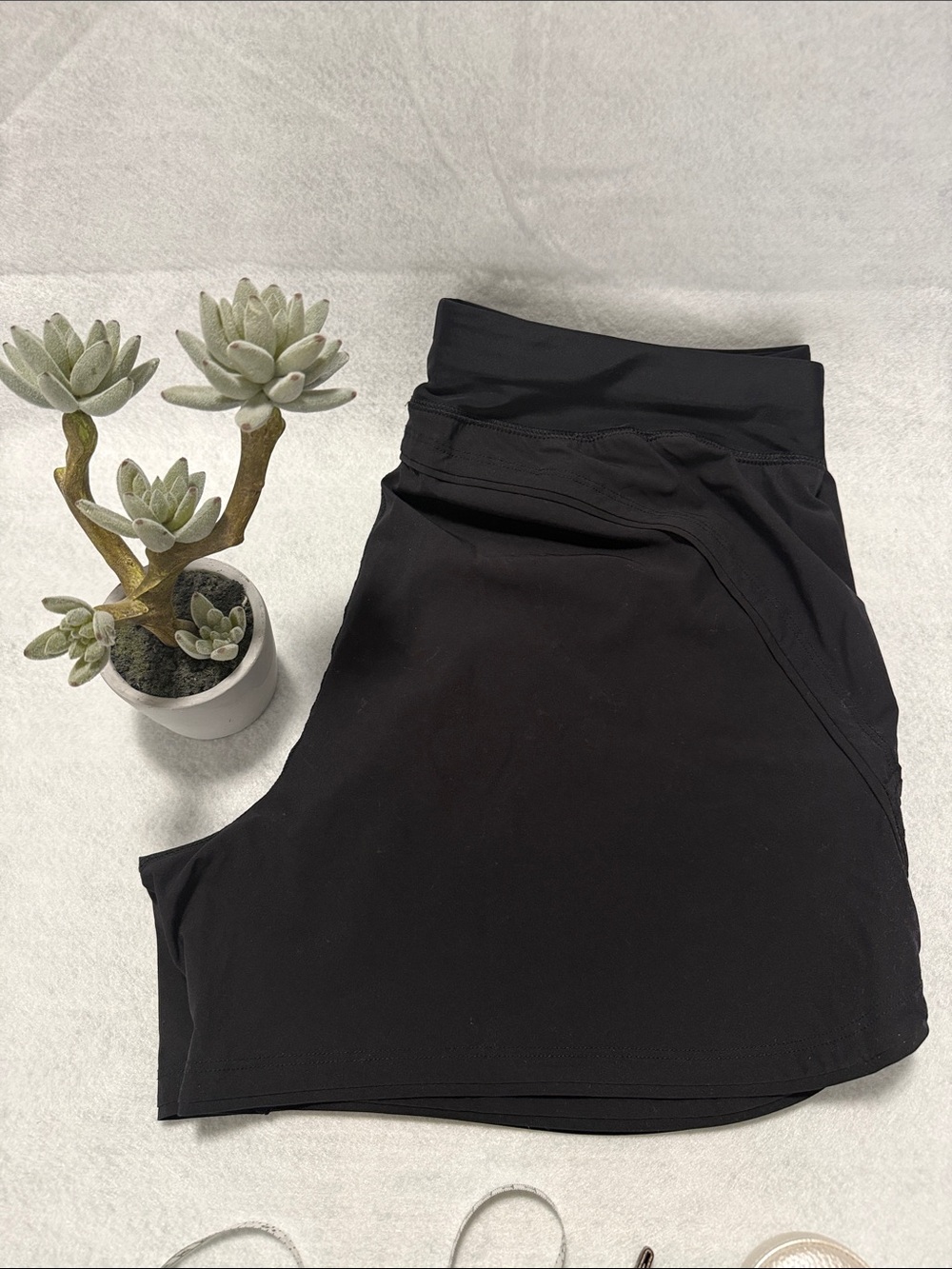 Lands' End Black Women's Athletic Swim Shorts with Wide Waistband
